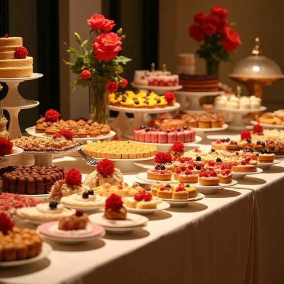 Un tavolo da buffet allestito con i dolci di Vento del Sud.